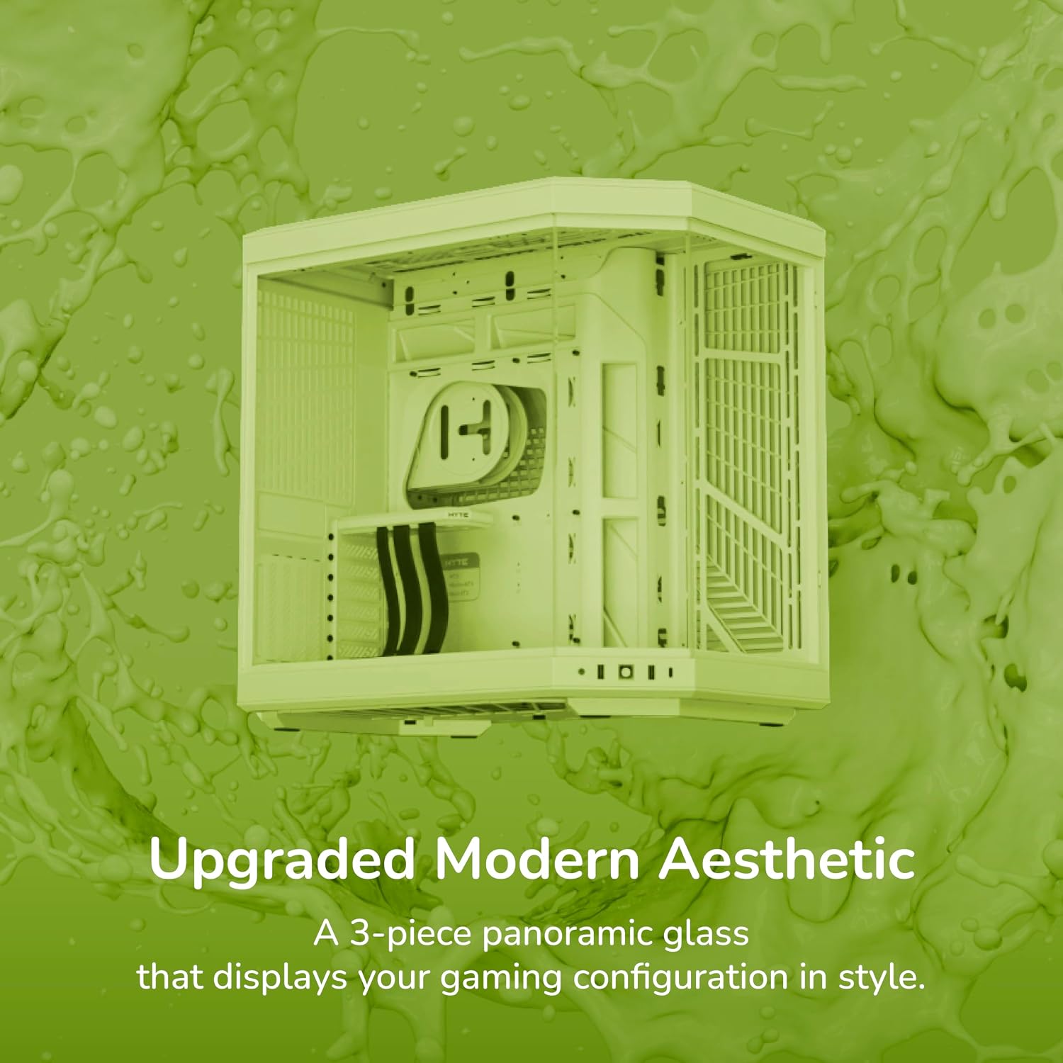 Hyte Y70 Mid-Tower ATX Gaming PC Desktop Case - Panoramic Tempered Glass - Dual Chamber - High Airflow Chassis - PCIE 4.0 Riser Cable Included - New Modern Aesthetic - Matcha Milk (Green)