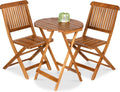 Best Choice Products 3-Piece Acacia Wood Bistro Set, Folding Patio Furniture for Backyard, Balcony, Deck w/ 2 Chairs, Round Coffee Table, Teak Finish - Natural