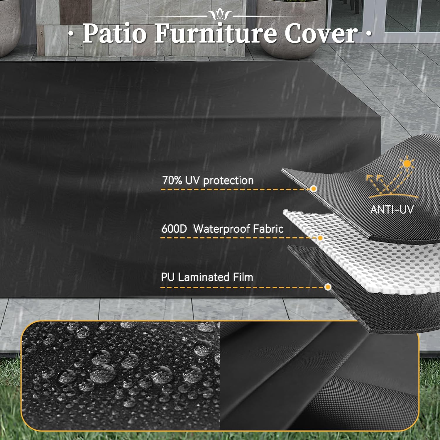 Aoxun 6 Piece Patio Furniture Set with Wide Armrests Wicker Rattan Outdoor Sectional Sofa Set with Coffee Table and Thickened Cushions, Grey/Black(Waterproof Cover Included)