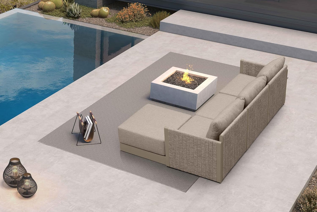 PURPLE LEAF 4 Pieces Patio Conversation Sets All Weather Outdoor Couch Sectional Set with Cushion Small Conversation Set for Garden Poolside Backyard Beige