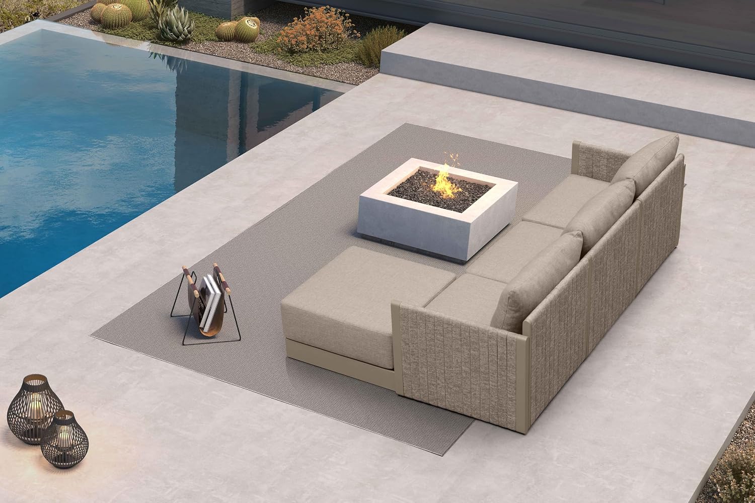 PURPLE LEAF 4 Pieces Patio Conversation Sets All Weather Outdoor Couch Sectional Set with Cushion Small Conversation Set for Garden Poolside Backyard Beige