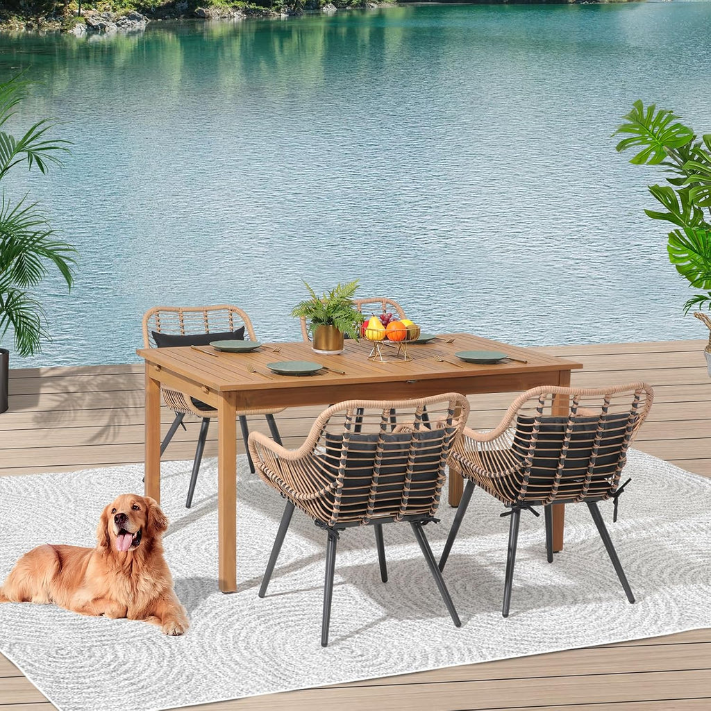Verano Garden Set of 2 Patio Dining Chairs, Outdoor Wicker Seating Set with Soft Cushion for Indoor & Outdoor Use, Modern Wicker Dining Chairs for Backyard