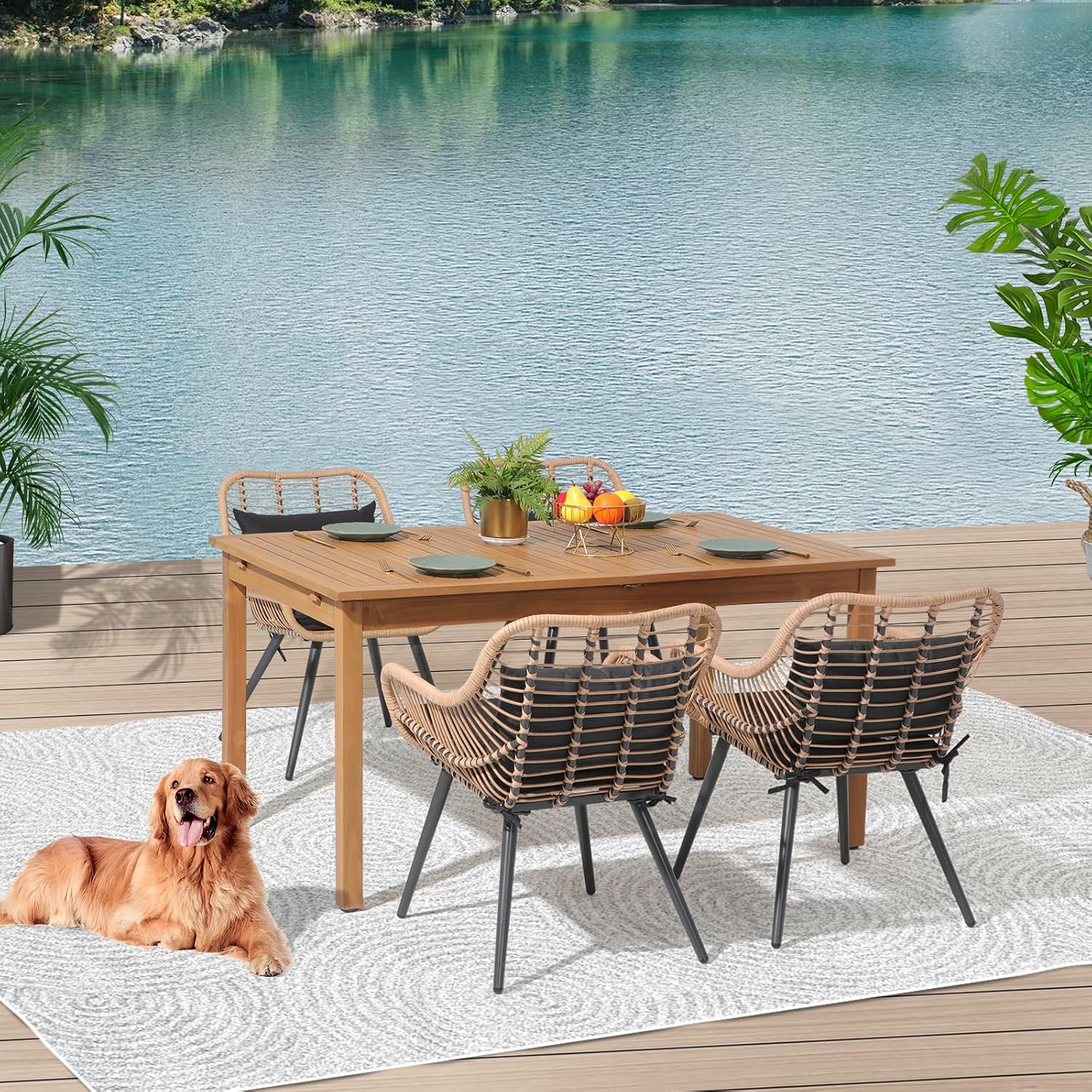 Verano Garden Set of 2 Patio Dining Chairs, Outdoor Wicker Seating Set with Soft Cushion for Indoor & Outdoor Use, Modern Wicker Dining Chairs for Backyard