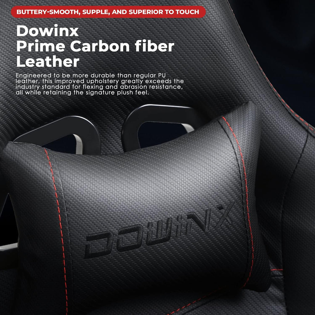 Dowinx Gaming Chair Big and Tall, Ergonomic Game Chair for Adults with Footrest and Massage Lumbar Support, High Back Computer Gamer Chair PU Leather, 350Lbs, for Office, Home, Black