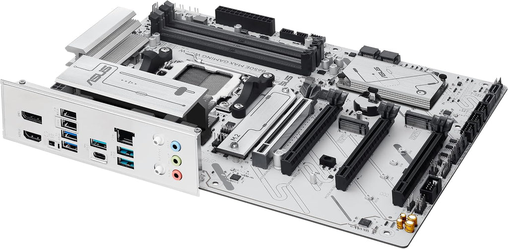 ASUS B650E MAX Gaming WiFi W – AMD B650 AM5 ATX Motherboard, White PCB, DDR5, PCIe 5.0, 3X M.2, Wi-Fi 6E, 2.5Gb LAN, USB 10Gbps Type-C, DisplayPort, HDMI™, BIOS Flashback™, Aura Sync, Advanced AI PC