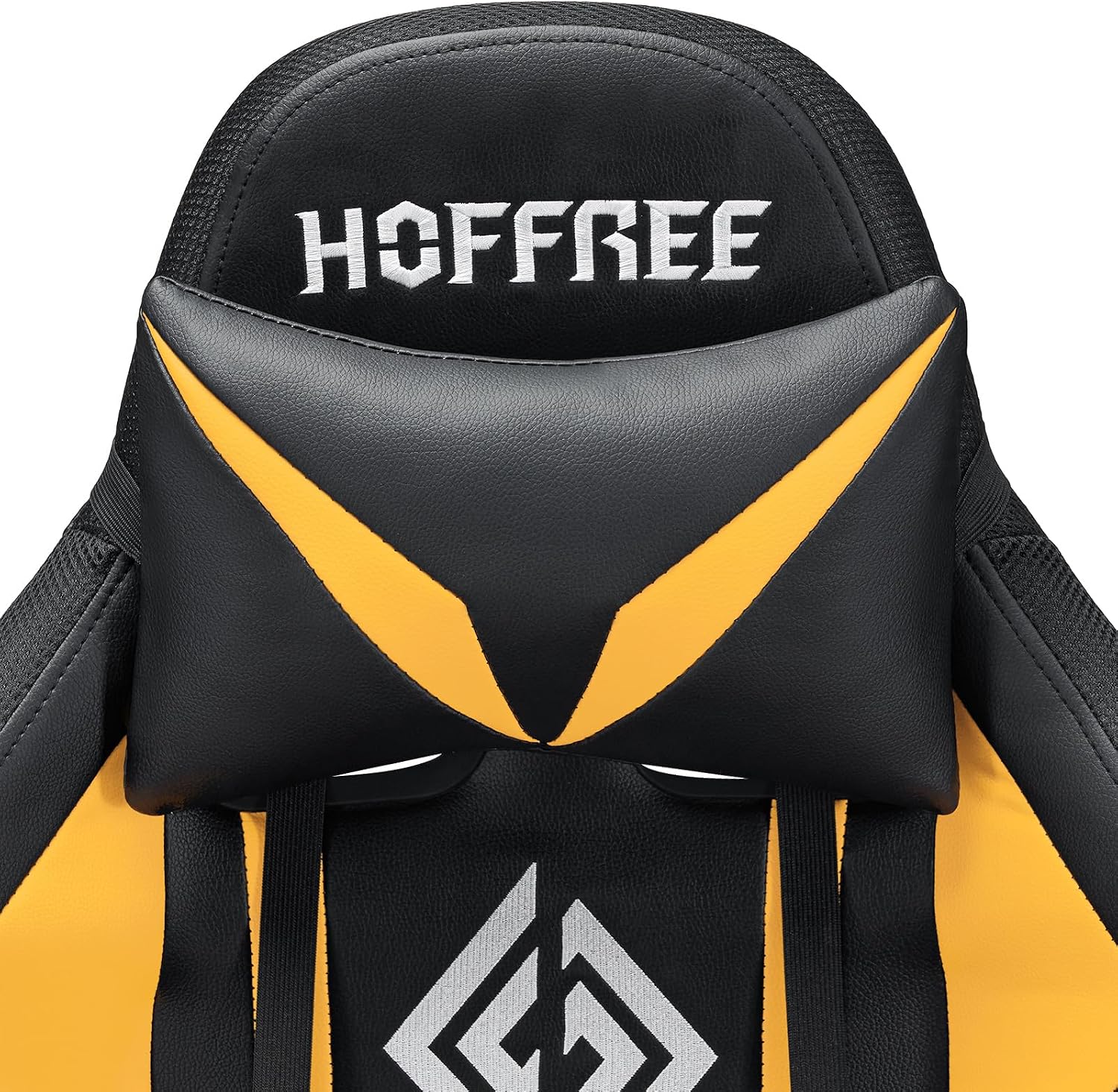 HOFFREE RGB Gaming Chair with Speakers Massage Computer Gaming Chair with LED Lights and Footrest High Back Video Game Chair for Adults Yellow and Black