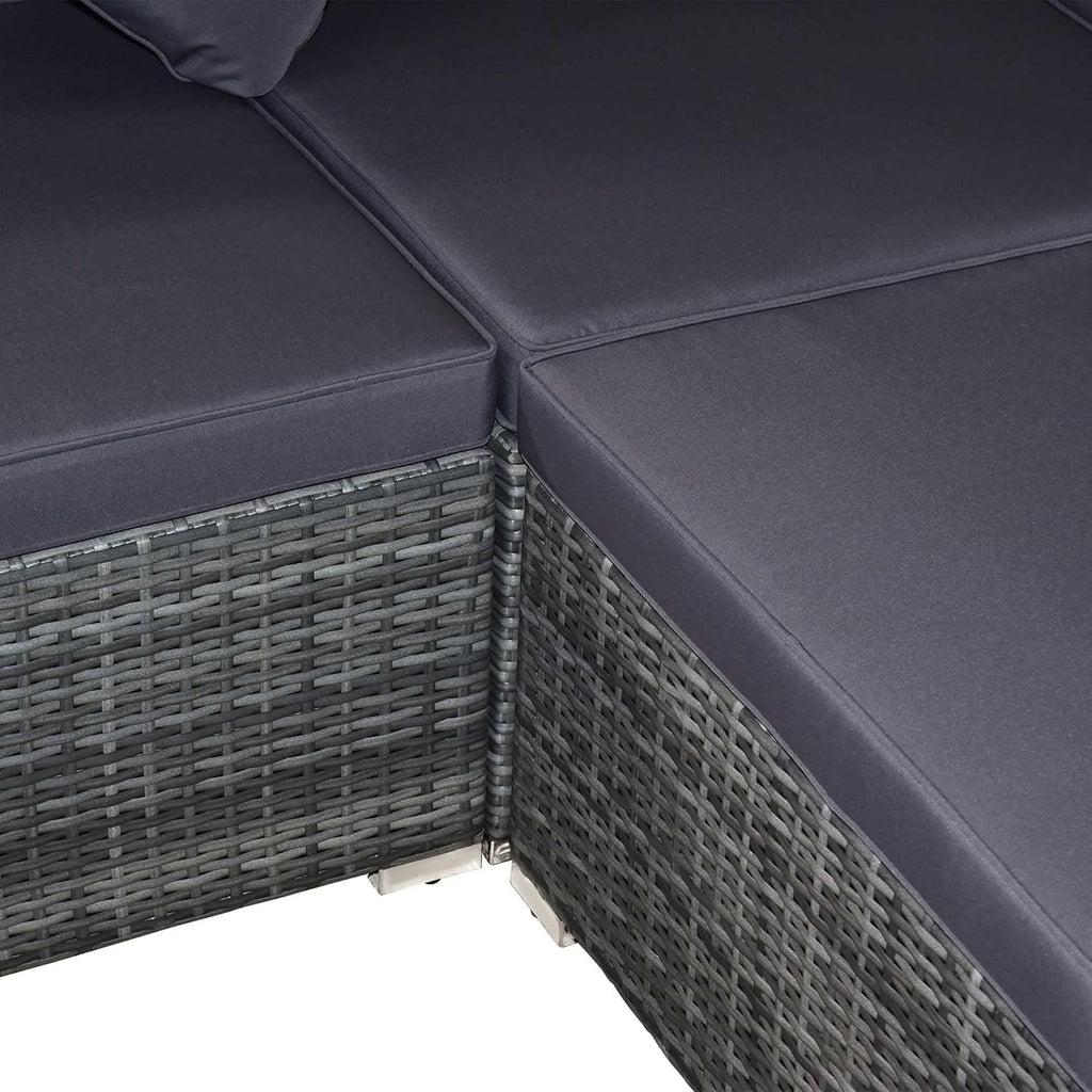 Outsunny 7-Piece Patio Furniture Sets Outdoor Wicker Conversation Sets All Weather PE Rattan Sectional Sofa Set with Cushions & Tempered Glass Desktop, Grey