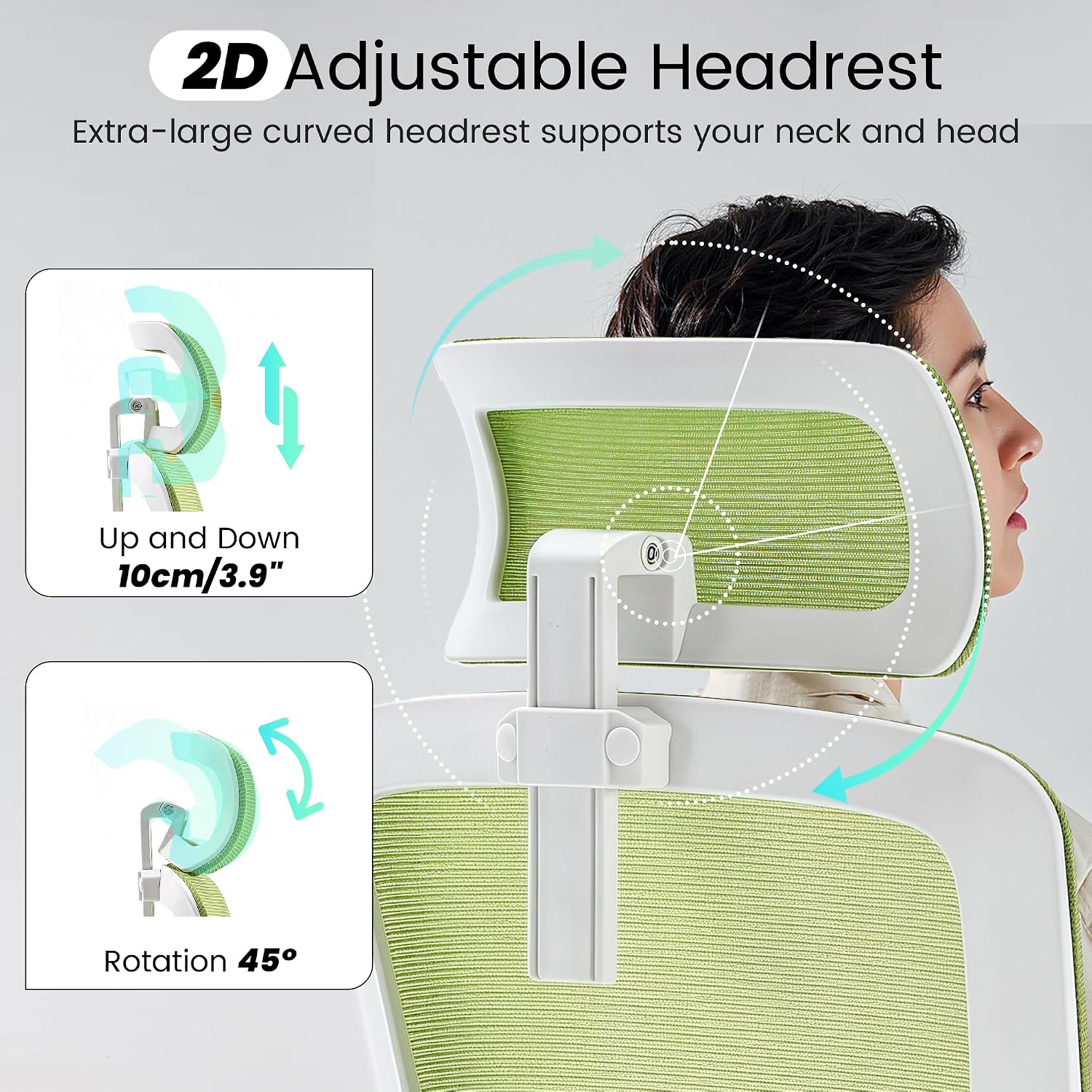 Fizzin Ergonomic Office Chair, 400 LBS Desk Chair with Adjustable Lumbar Support, High Back Breathable Mesh Computer Chair Rolling Work Swivel Task Chairs, Comfy Home Office Desk Chair (Green)