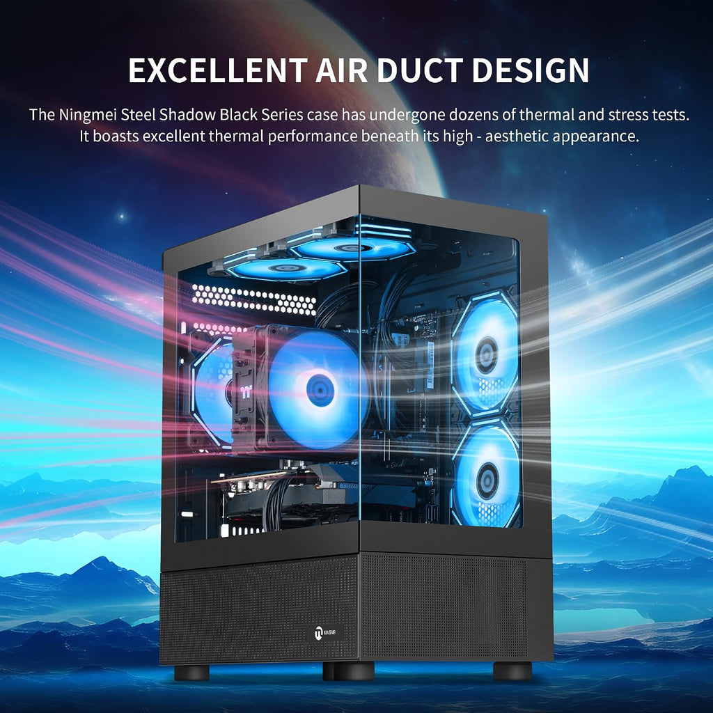 NINGMEI Gaming PC Desktop Computer,AMD Ryzen 5 5500 4.2 GHz,GeForce GTX 1660 Super 6GB,1TB NVMe SSD,16GB DDR4 3200MHz, Air Cooled Prebuilt,650W PSU,Windows 11 Home, Gamer PC, Black