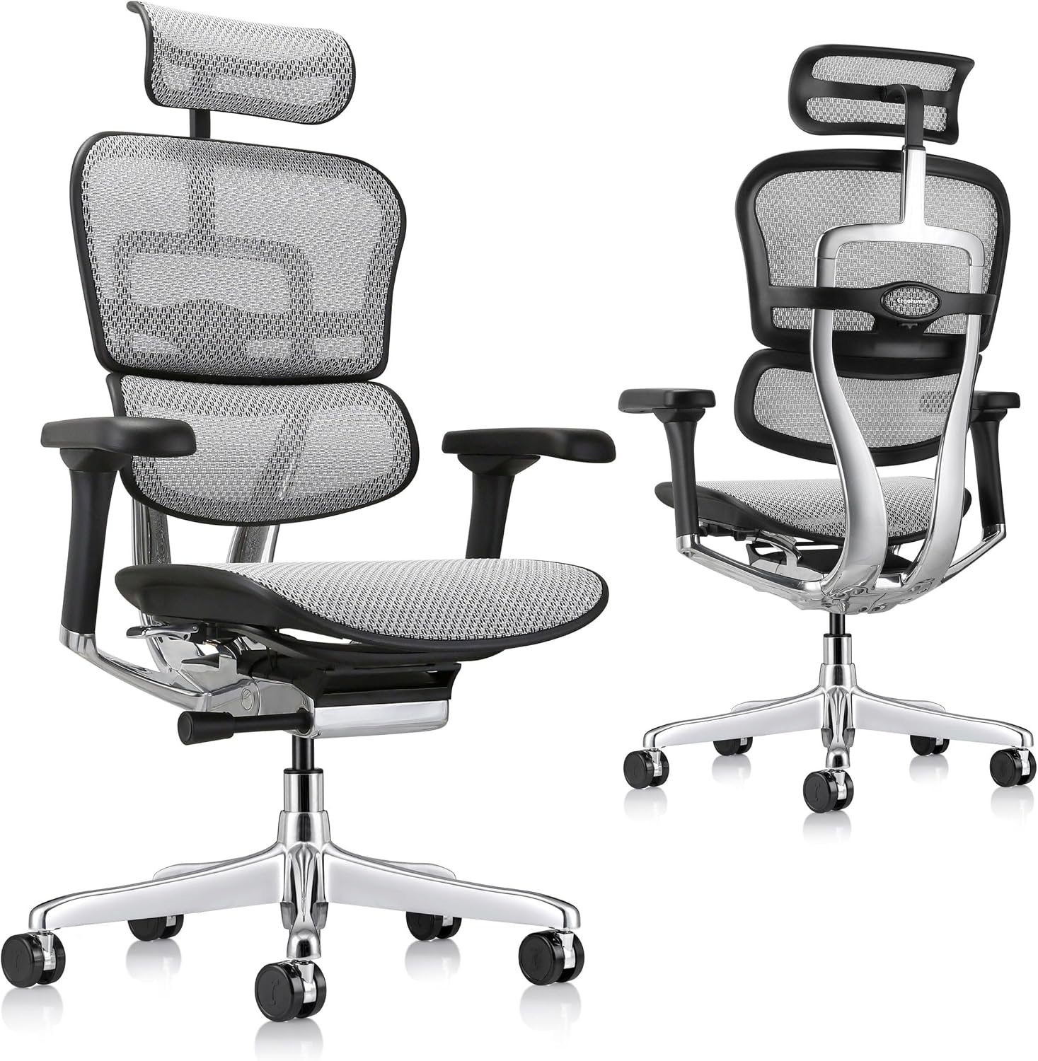 Ergohuman Eurotech ME7ERG GEN2 High Back Mesh Office Chair with Tilt Tension Control, Tilt Lock, Back Angle, Back Height, Synchro Tilt, Seat Height, Seat Depth, and Arm Height Adjustments, Grey
