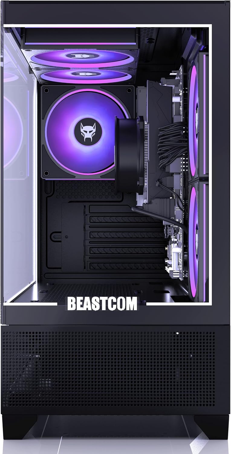 BEASTCOM Q3 Gaming PC Desktop Computer AMD Ryzen 5 3400G, 4K Vega Graphics, 16GB RAM, 512GB M.2 NVMe, 500W 80PLUS PSU, WiFi, Gaming Office Console, Towers Prebuilt PC