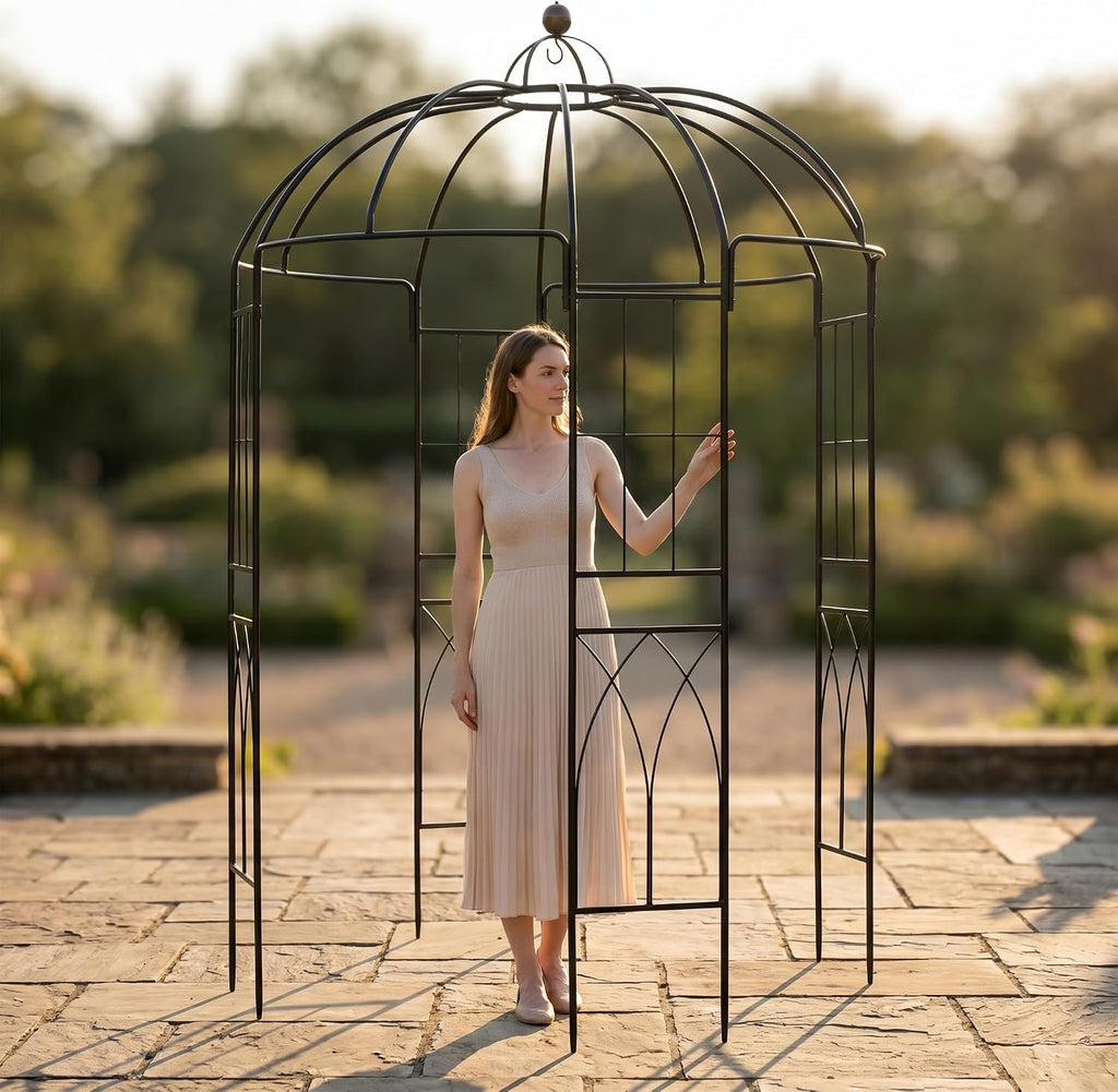 Garden Arches Arbors Birdcage Shape,9' High x 6.8' Wide,Metal Pergola Pavilion Gazebo Enduring Iron Trellis Plants Support Use for Outdoor Garden Arbor Climbing Plants Wedding Arches Ceremony