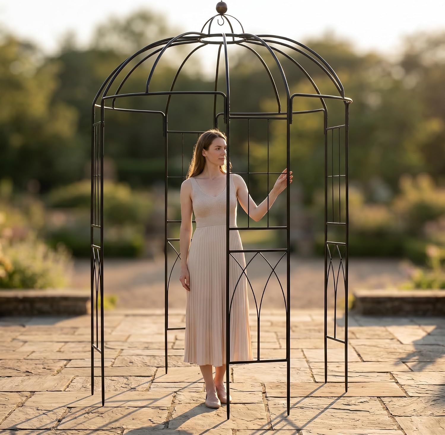 Garden Arches Arbors Birdcage Shape,9' High x 6.8' Wide,Metal Pergola Pavilion Gazebo Enduring Iron Trellis Plants Support Use for Outdoor Garden Arbor Climbing Plants Wedding Arches Ceremony