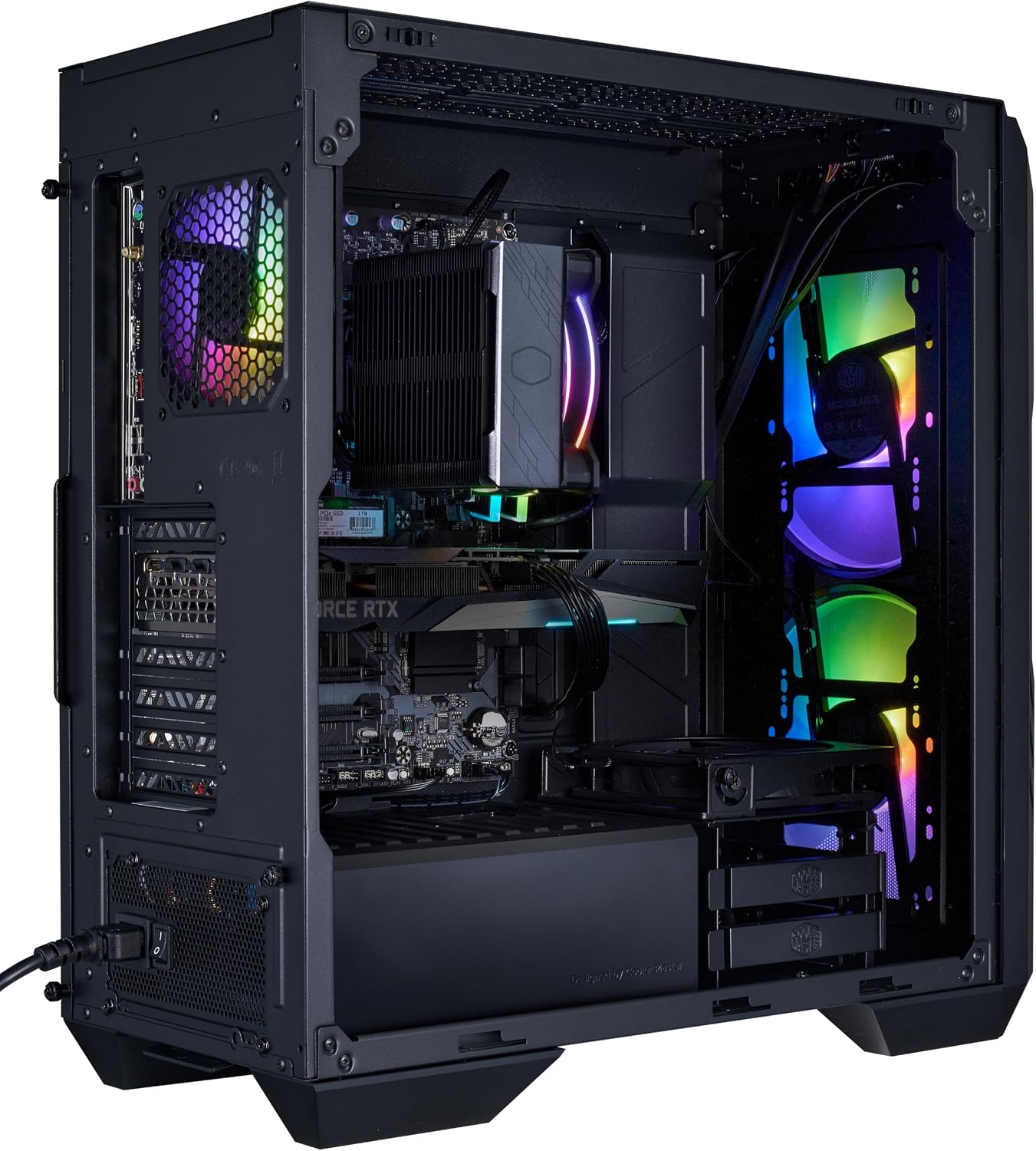 Cooler Master HAF 5 Pro Gaming PC – AMD RYZEN 7 7800X3D, NVIDIA GeForce RTX 5070 12GB, 32GB DDR5 6000MHz, 2TB Gen4 M.2, Windows 11, V Platinum 1100 V2 PSU, Hyper 212 Halo, ATX Desktop PC