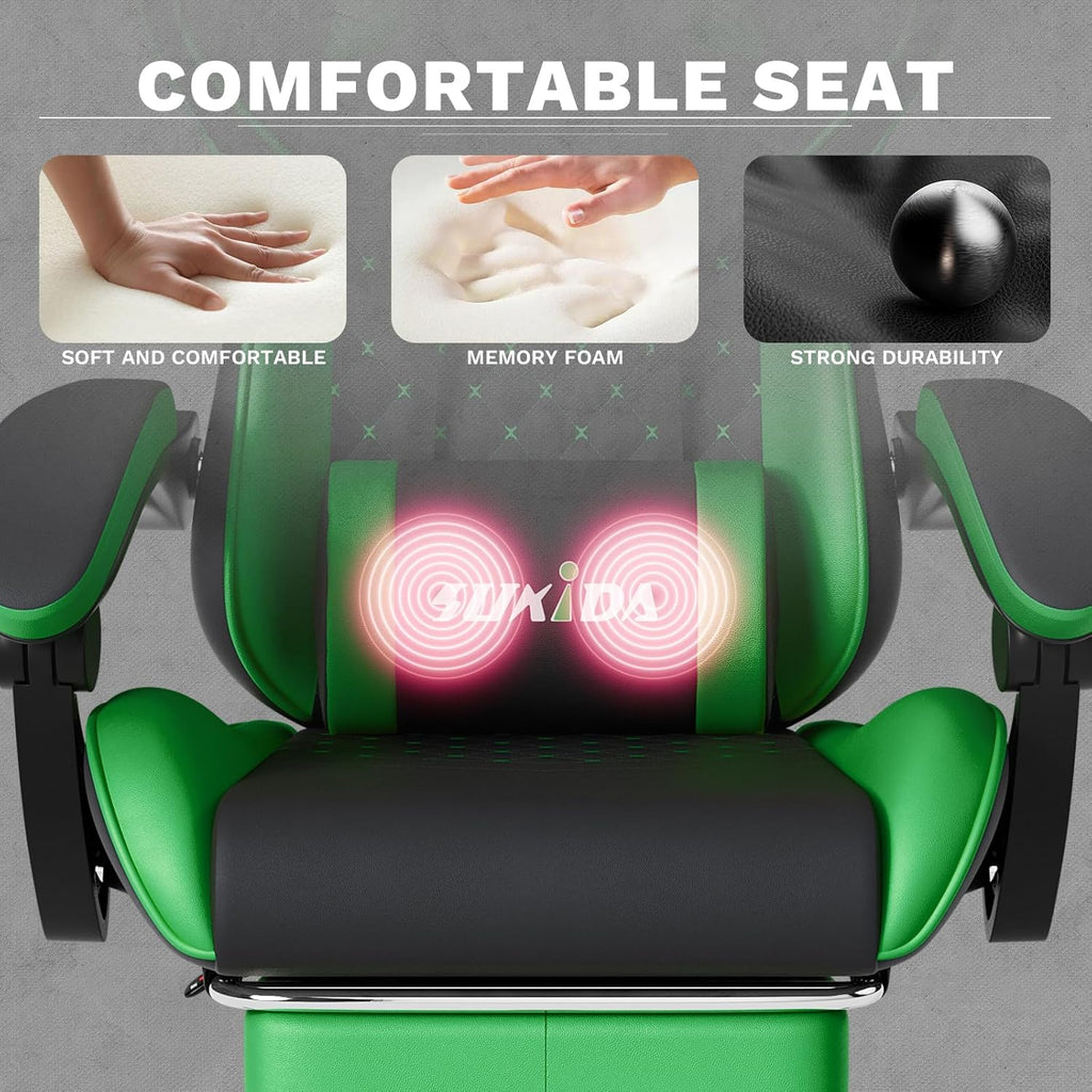 Ergonomic Video Gamer Chairs Gaming Computer Chair Gamer Chairs for Adults Massage Lumbar Support Swivel Height Adjustable Headrest Backrest