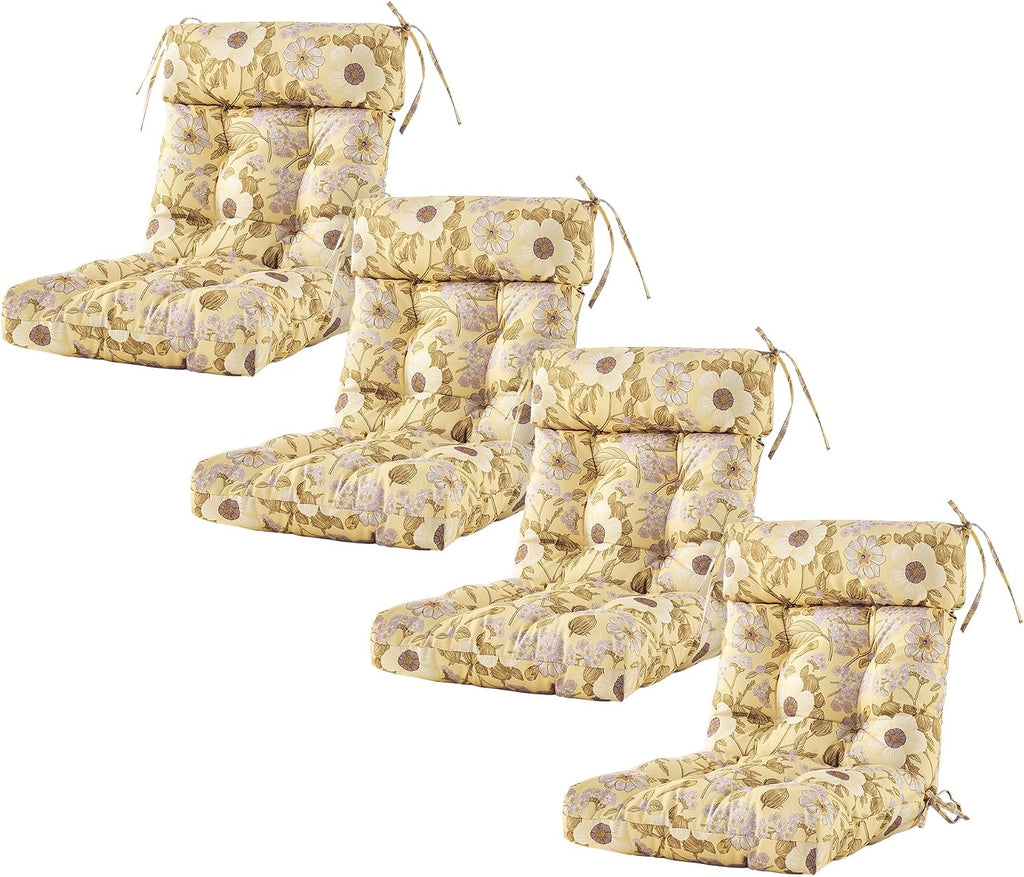 ARTPLAN Outdoor Chair Cushion,Tufted Adirondack Patio Chair Cushion,Wicker High Back Outdoor Seat Cushion,Set of 4,44' L x 21' W x 4' H (4 Pack),Floral
