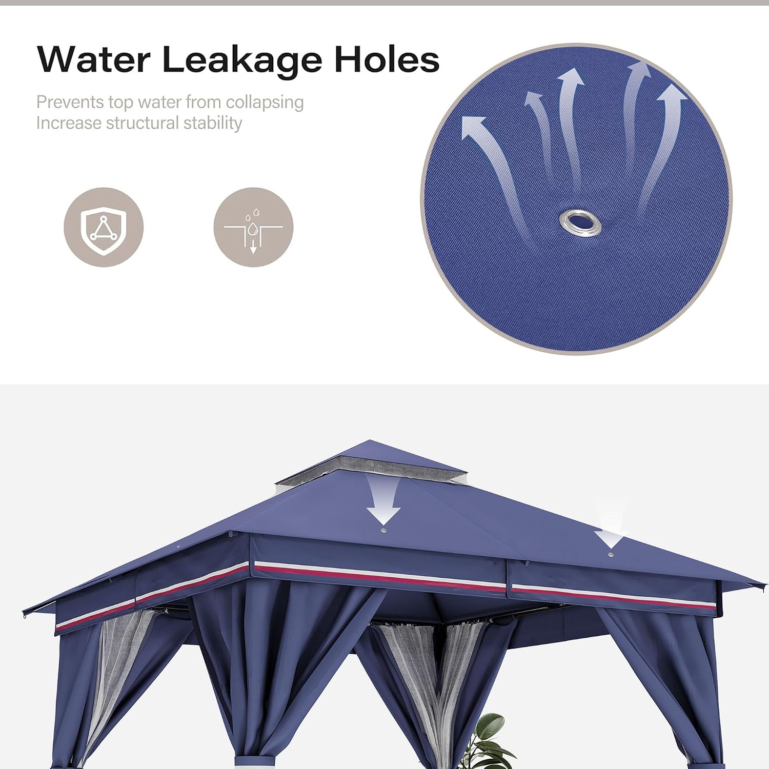 LAUSAINT HOME Gazebo 8x8ft, Heavy Duty Patio Gazebo with Expansion Bolts, Party Canopy Tent with Double Roofs, Mosquito Nettings and Privacy Screens for Backyard, Garden, Lawn, Classic Blue