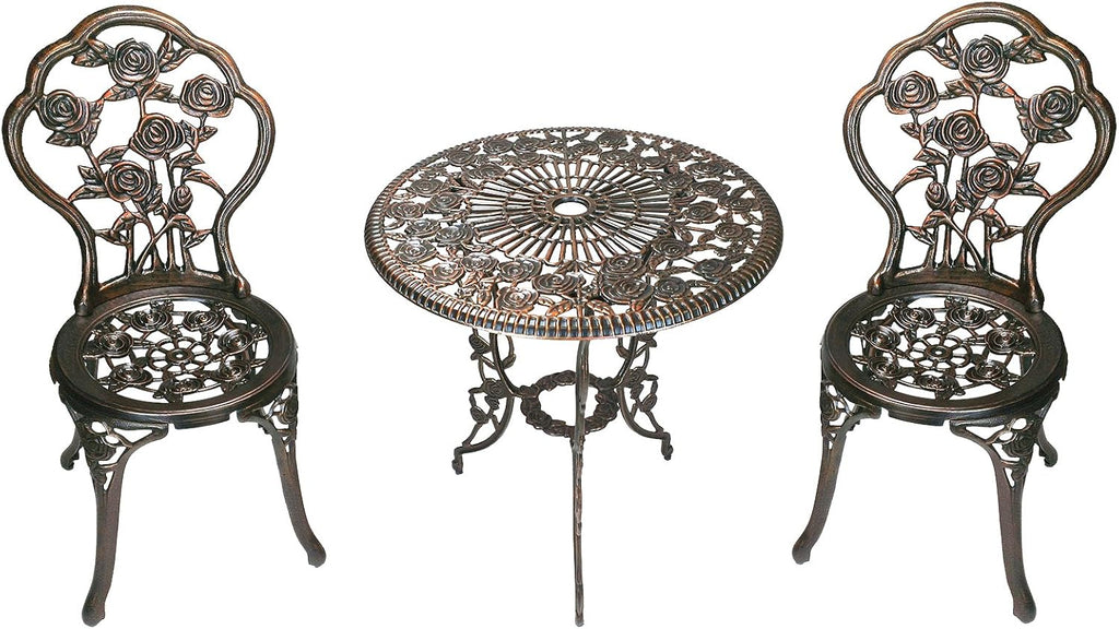 Oakland Living 3-Piece Rose Bistro Set with 23.5-Inch Cast aluminum Top Table
