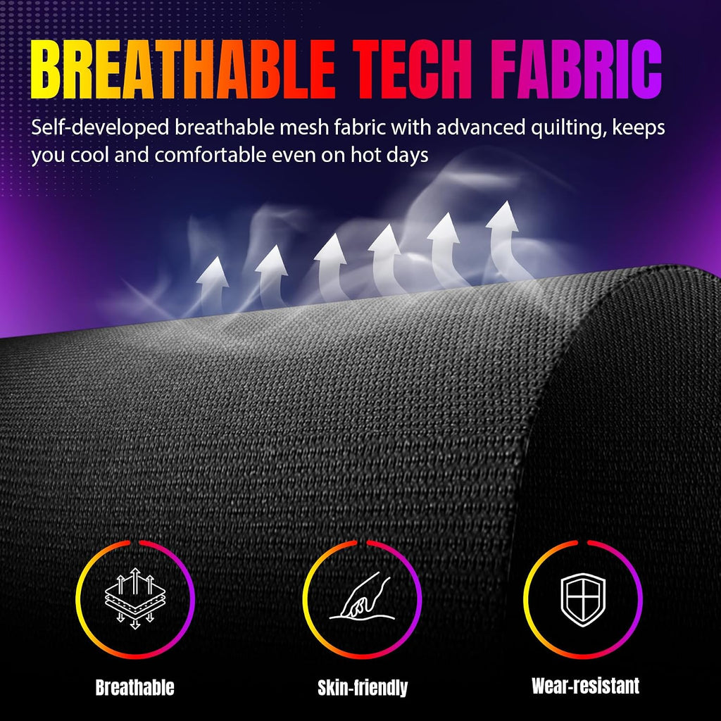 GTPLAYER RGB Gaming Chair with Footrest, LED Lights, Ergonomic Computer Chair with Linkage Armrest, Breathable Fabric for Home Office Desk - Video Game Chairs for Adults, Dim RGB