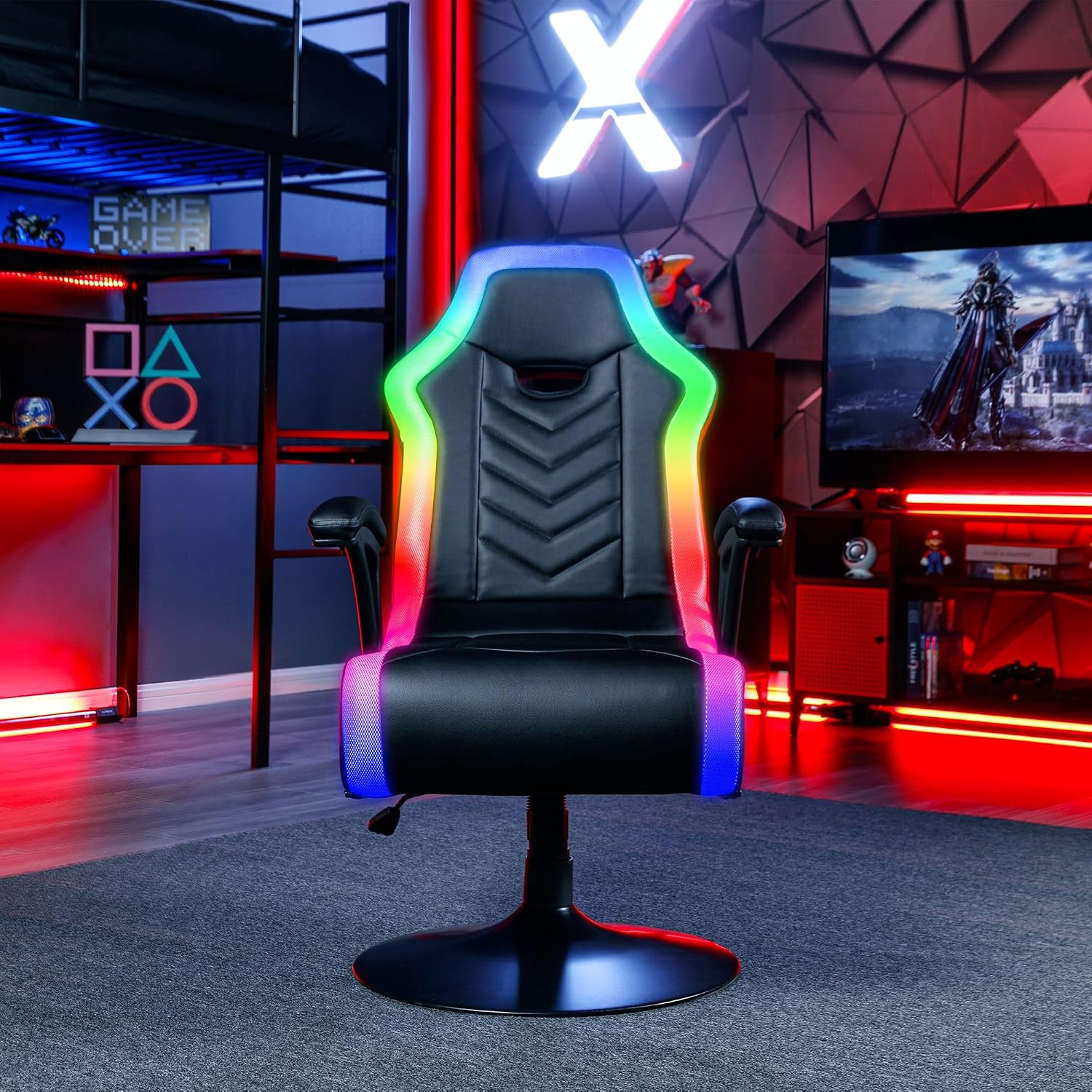 X Rocker PC Computer Gaming Desk Chair, Built-in Audio, College Dorm Essentials for Guys and Girls, Bedroom, Dorm Room Essentials, Foldable, Gifts for Gamers