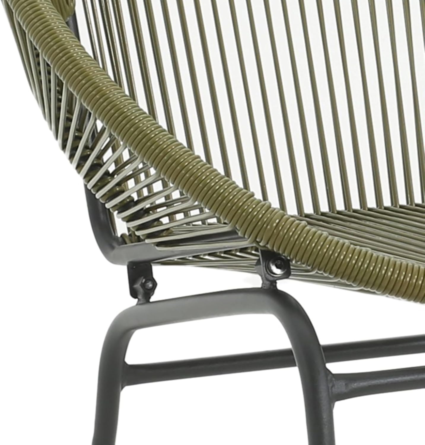 Christopher Knight Home Dessa 3 Piece Patio Furniture Set, Patio Wicker Accent Chair Set of 2 and Loveseat, Metal Frame 4 Seater Outdoor Papasan Lounge Chair Set, PE Rattan Outdoor Bistro Set, Green