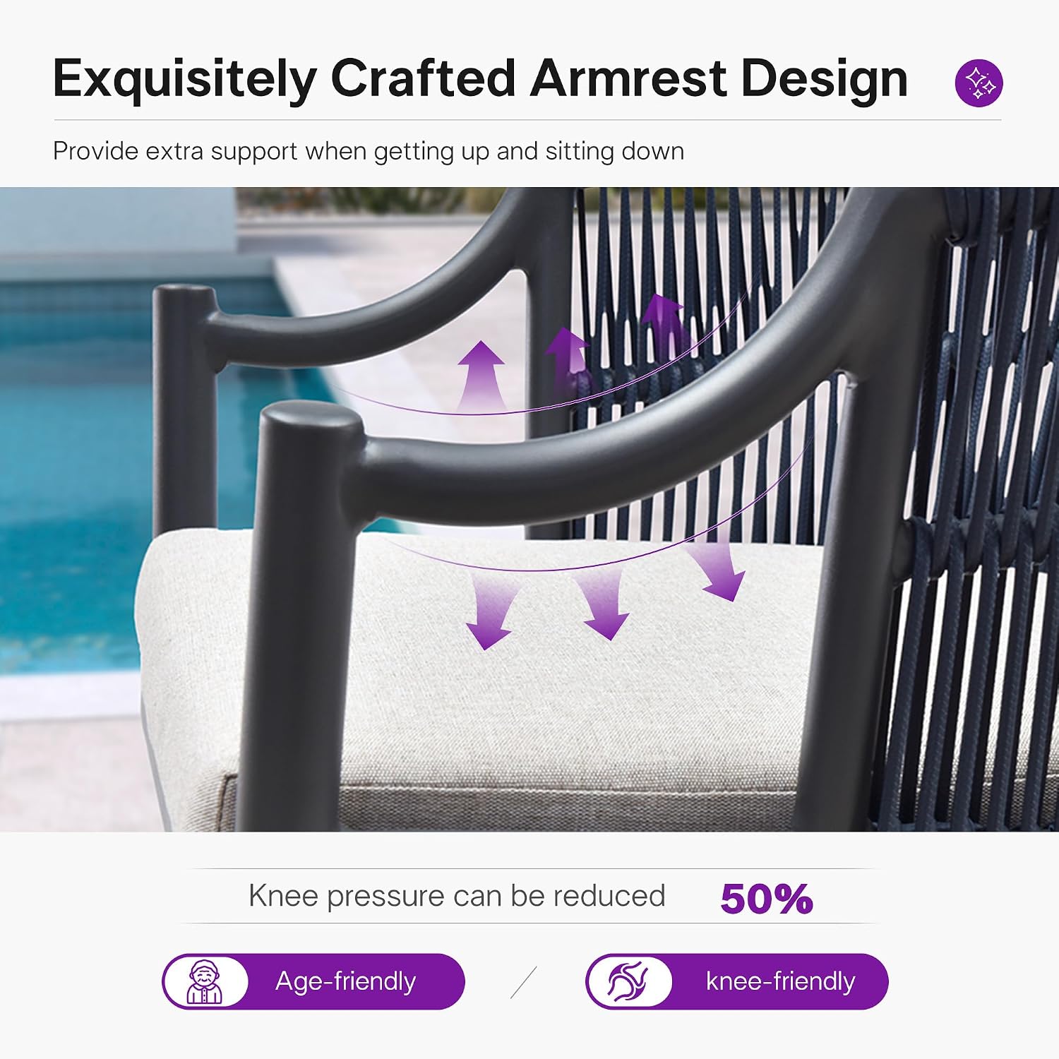 PURPLE LEAF Outdoor Dining Set for 6 with Storage Box All Weather Wicker Patio Dining Set with Rectangular Aluminum Table and Modern Armrest Dining Chairs for Garden Deck Backyard Kitchen, Grey