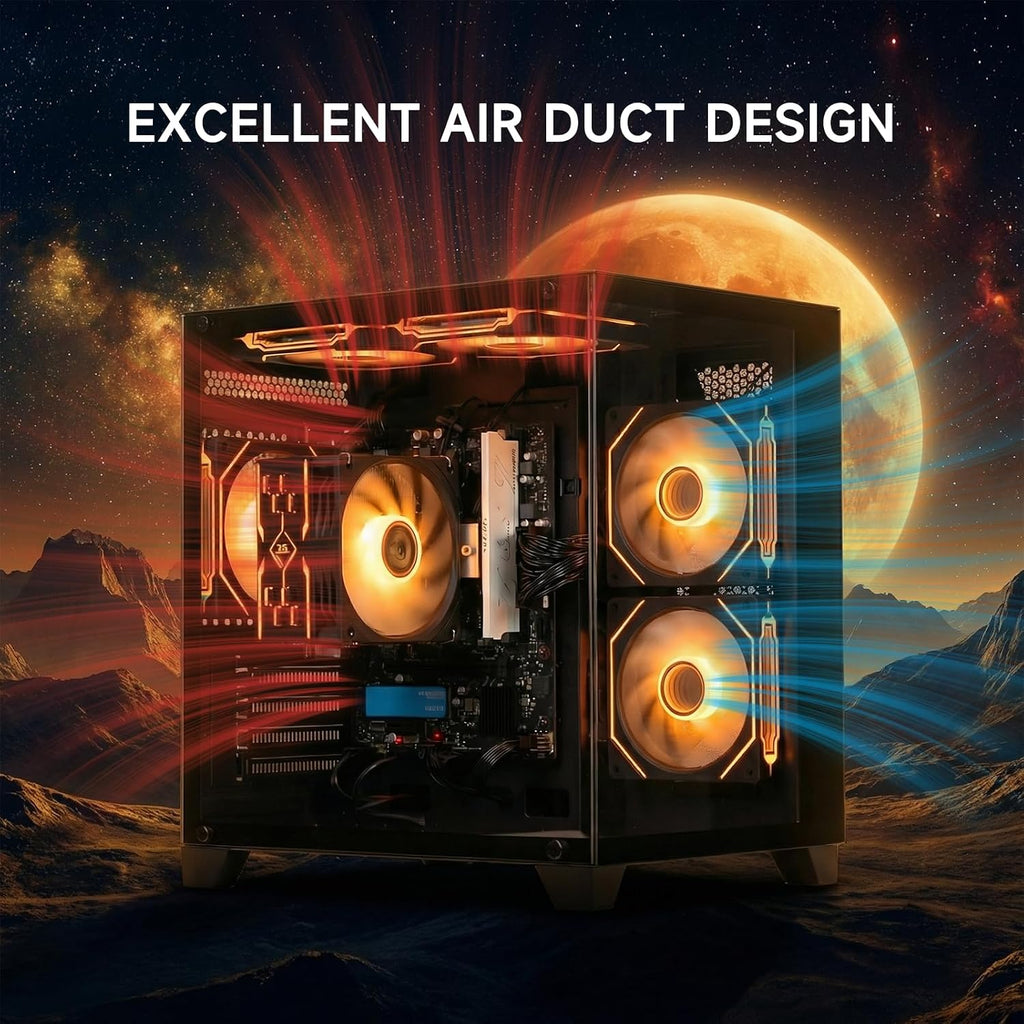 ALCPOK Gaming PC Desktop, AMD Ryzen 7 5700G 3.8GHz, 16GB DDR4 3200MHz RAM, 1TB NVMe SSD, 550W Bronze Power Supply, ARGB Fans,Tower Computer for Office,Photo Editing