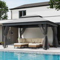 LAUSAINT HOME 10' X 13' Waterproof Patio Gazebo with Mosquito Netting, Double Roof Outdoor Gazebo Pavilion Shelter for Backyard, Garden, Lawn, Wedding (Grey)