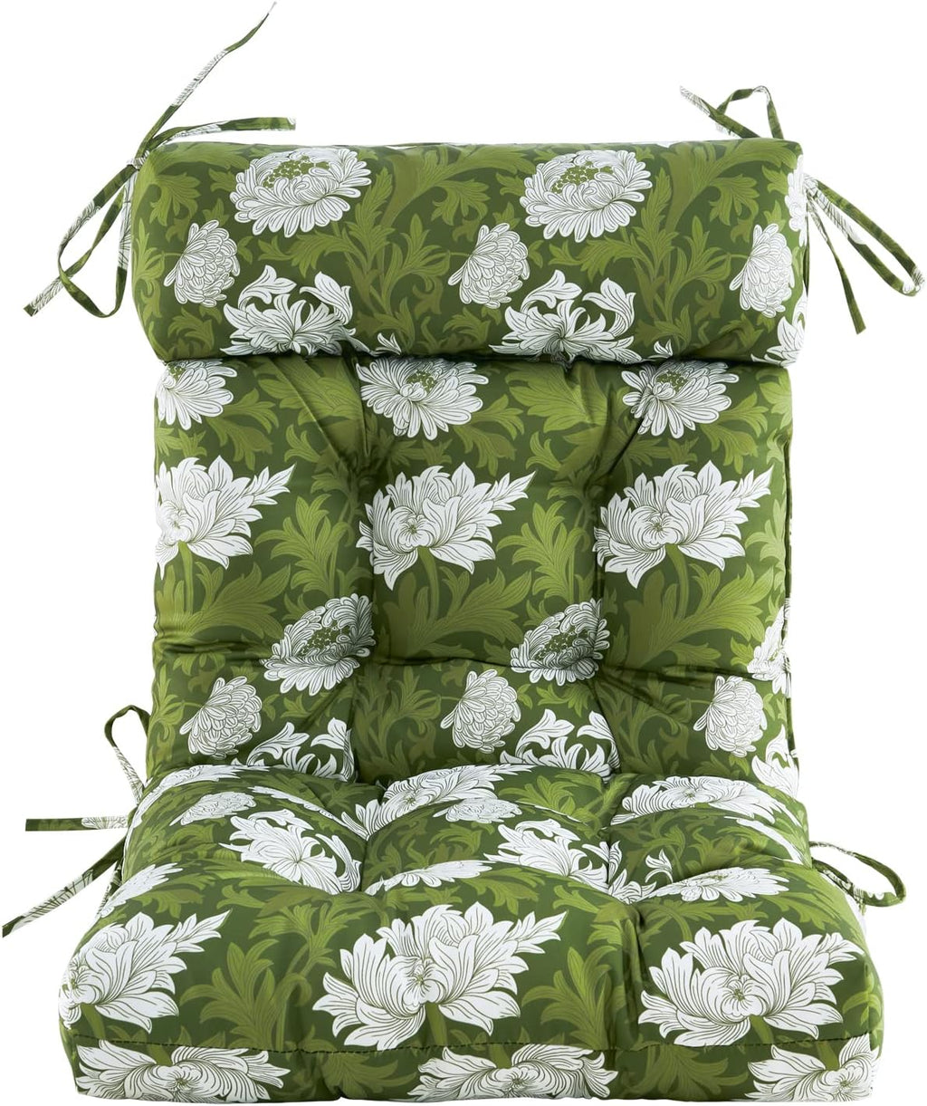 ARTPLAN Outdoor Chair Cushion,Tufted Adirondack Patio Chair Cushion,Wicker High Back Outdoor Seat Cushion,Set of 4,44' L x 21' W x 4' H (4 Pack),Floral