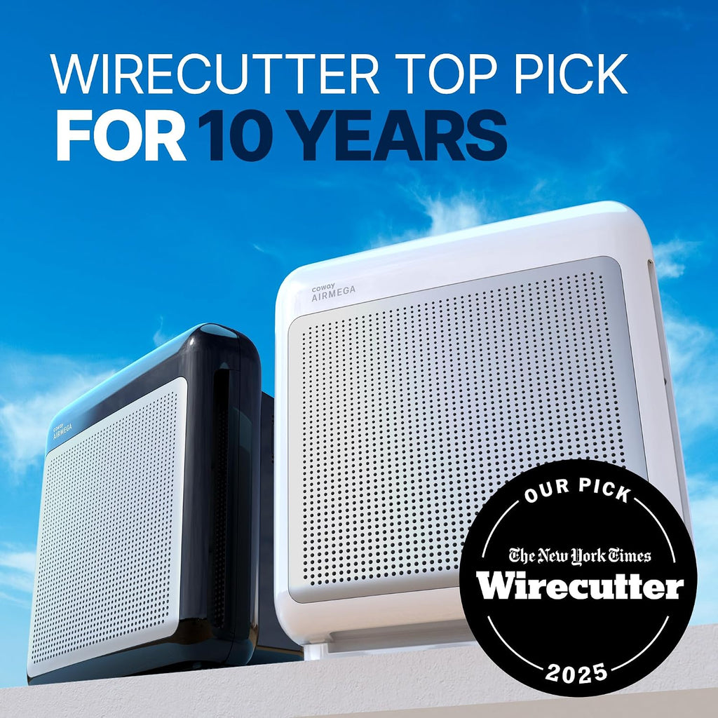 COWAY Air Purifiers for Home Up to 1,748 ft², HEPA Filter for Smoke, Allergies, Pet Dander, Odor, Air Quality Monitor, Auto & Eco Mode, Timer, Filter Indicator, 3yr Warranty, Airmega 200M Black