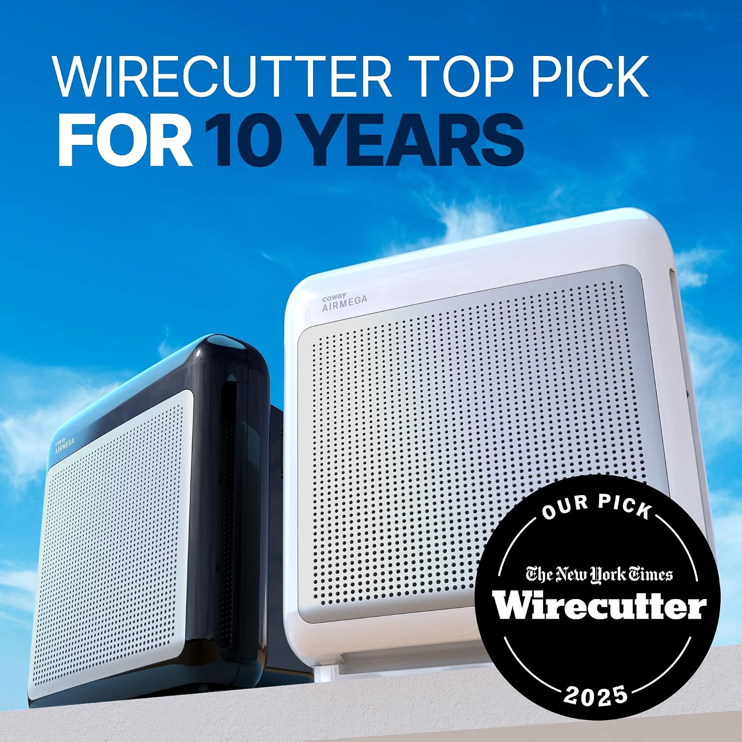 COWAY Air Purifiers for Home Up to 1,748 ft², HEPA Filter for Smoke, Allergies, Pet Dander, Odor, Air Quality Monitor, Auto & Eco Mode, Timer, Filter Indicator, 3yr Warranty, Airmega 200M Black