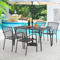 AECOJOY 5 Piece Outdoor Table and Chair, Patio Outdoor Dining Set with 1.73' Umbrella Hole, Patio Table and Chair Set of 4 for Garden,Bistro,Deck