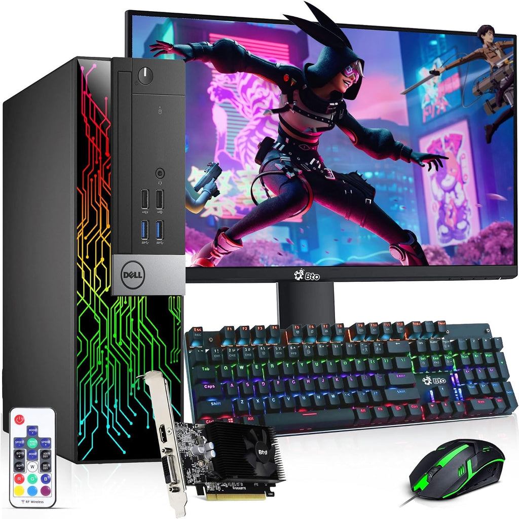 Dell RGB Gaming Desktop Computer - Intel Core i5-6th Gen - 16GB DDR4 RAM - 1TB SSD - New 24' Monitor - GeForce GTX 1050 Ti - RGB Keyboard & Mouse - WiFi - Gaming PC - Windows 11 Pro (Renewed)