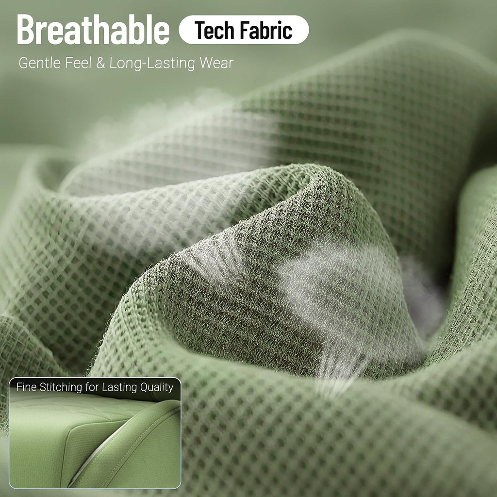 Big and Tall Gaming Chair Fabric with Pocket Spring Cushion, High Back Heavy Duty Gaming Chairs for Adults with Massage Lumbar, Ergonomic Computer Chair with Footrest 400LBS Fabric Green