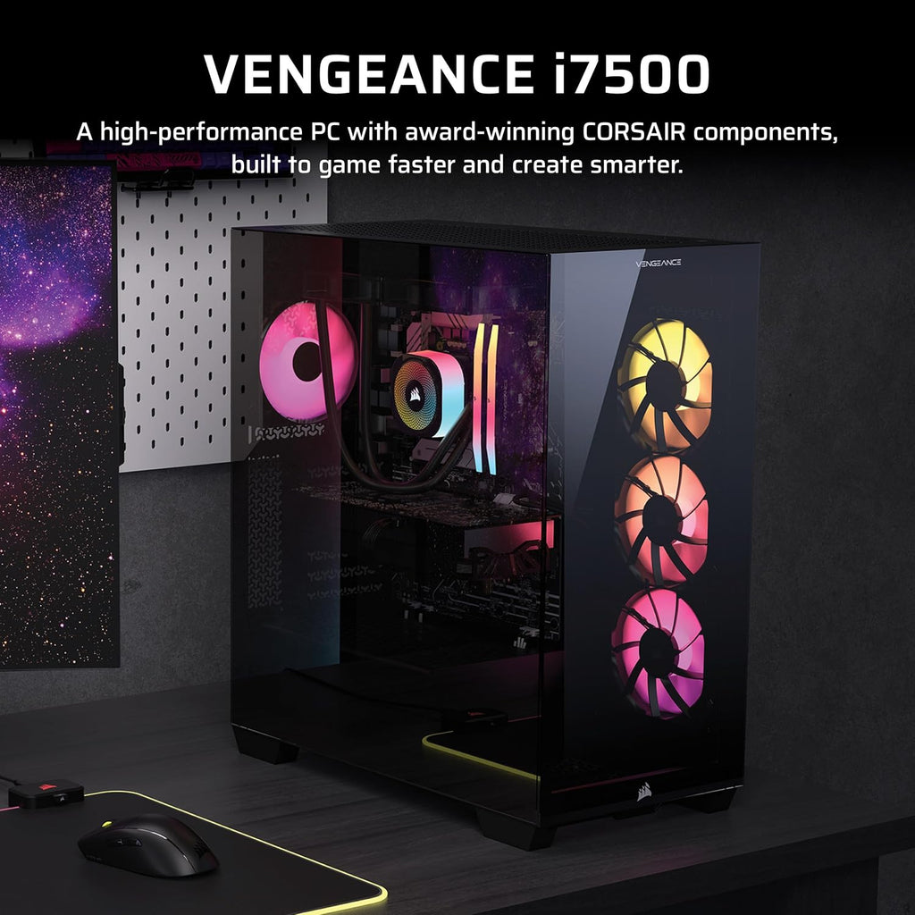 Corsair Vengeance i7500 Gaming PC – Liquid Cooled Intel Core i9-14900KF CPU – NVIDIA GeForce RTX 5080 GPU – 32GB Vengeance RGB DDR5 Memory – 2TB M.2 SSD – Black