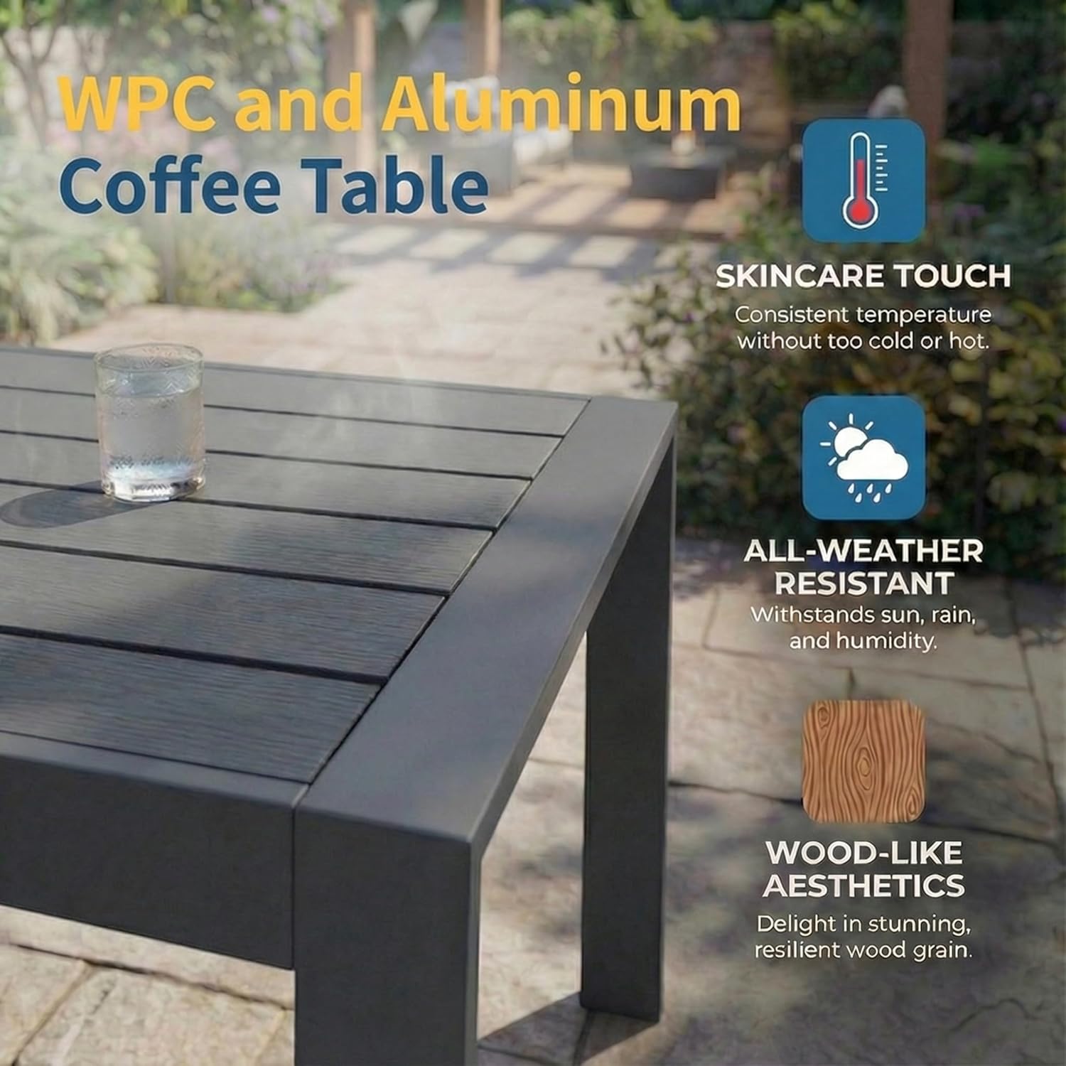 Solaste Aluminum Patio Furniture Set for All Weather, Oversized Metal Outdoor Furniture with 27.5' Deep Seating and 3.2' Wide Armrest, Patio Conversation Set with 10'' Back Cushion, Black and Grey