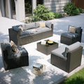 Aoxun Patio Furniture Set, 7 Piece Outdoor Sectional Sofas with Waterproof Cover, Wicker Rattan Outdoor Furniture Patio Conversation Set for Backyard, Garden Light Grey