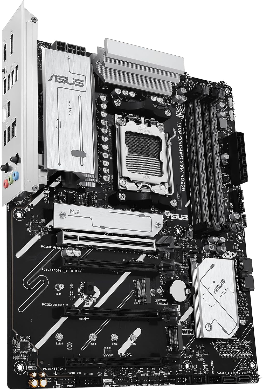 ASUS B650E MAX Gaming WiFi AMD B650 ATX Motherboard, DDR5, PCIe 5.0 Ready, 3X M.2 Slots, Wi-Fi 6E, Realtek 2.5Gb Ethernet, DisplayPort, HDMI™, USB 10Gbps Type-A & Type-C®, BIOS Flashback™, Aura Sync