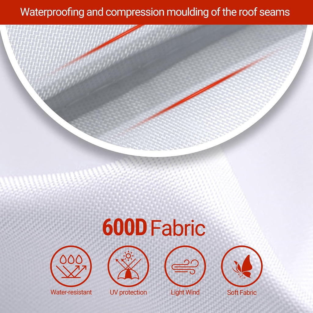 Heavy Duty Pop Up Canopy Tent-8 Drainage Holes,Waterproof & UPF 50+,4 Sandbags,8 Stakes for Commercial,Outdoor Events Instant Set Up,(White 10x10)