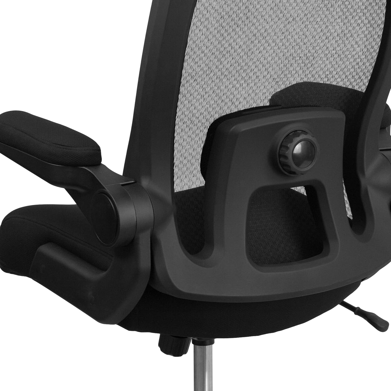 Flash Furniture Big & Tall Swivel Office and Gaming Chair with Lumbar and Back Support, Ergonomic Mesh Office Chair with Flip-Up Armrests and Adjustable Height, Black