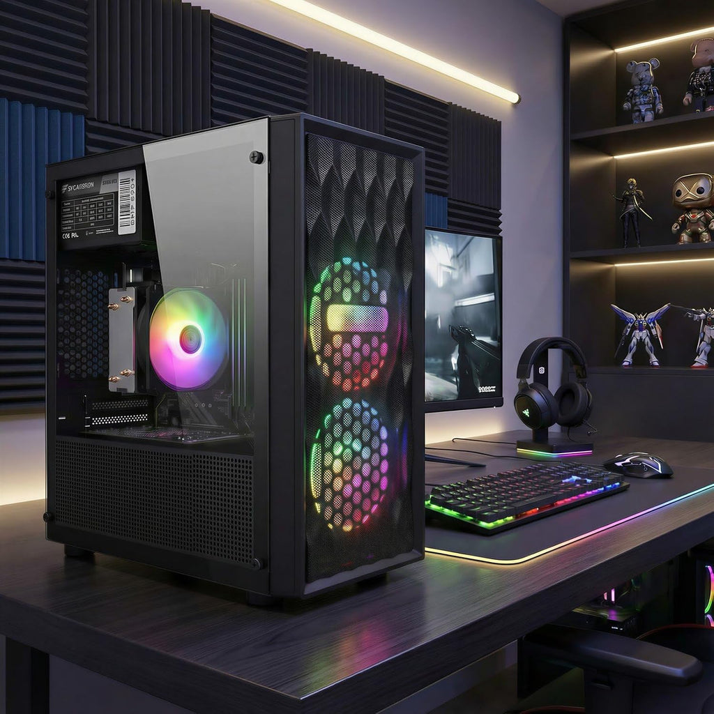 STGAubron Gaming PC Desktop Computer, Intel Core i5-9400F up to 4.1GHz, Radeon RX 580 8G, 16GB DDR4, 512GB SSD, WiFi 6, BT 5.0, RGB Fan x 4, Windows 11 Home