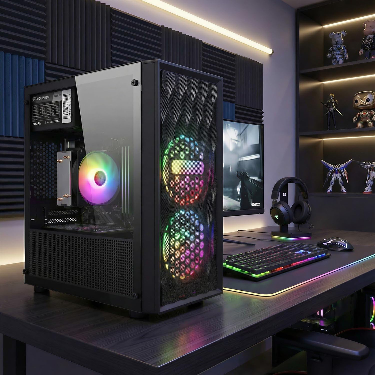 STGAubron Gaming PC Desktop Computer, Intel Core i5-9400F up to 4.1GHz, Radeon RX 580 8G, 16GB DDR4, 512GB SSD, WiFi 6, BT 5.0, RGB Fan x 4, Windows 11 Home