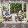 Belord Wicker Patio Chairs Set of 2-300LBS Weight Capacity Oversize Outdoor Patio Chairs with High Backrest Metal Curved Armrest, All Weather PE Rattan Outdoor Seating for Porch Deck Backyard