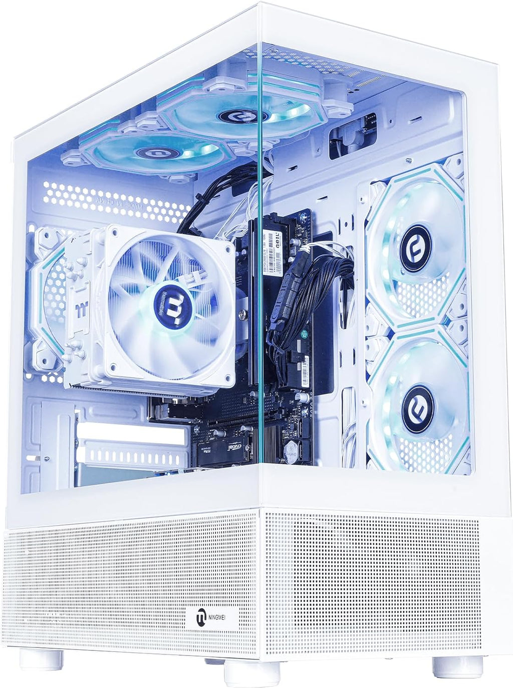 NINGMEI Soul Gaming PC Desktop,AMD Ryzen 7 5700G 8 core 3.8GHz(up to 4.6GHz),AMD Radeon Vega Graphics,16GB DDR4 RAM 3200MHz,1TB NVME SSD,550W PSU, Windows 11 Home 64-bit.