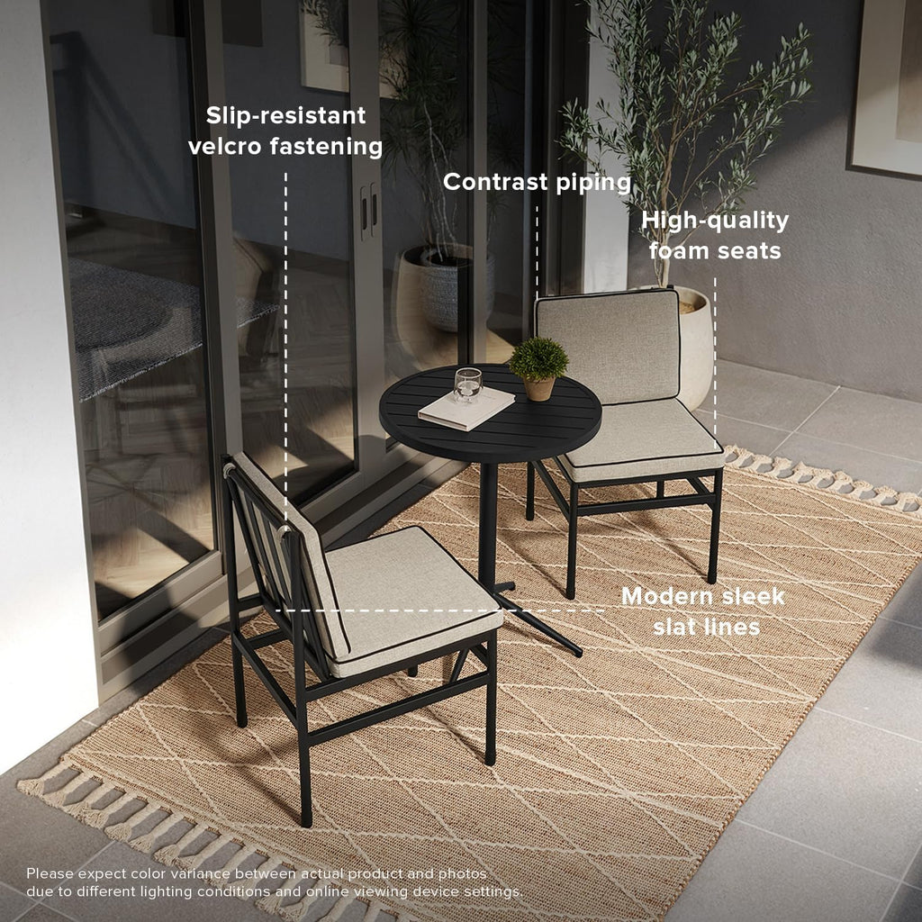 mopio Odelia 3 Piece Bistro Set 2 Dining Chairs, 1 Bistro Table for Living Room, Dining Room, Kitchen, Small Space, Sturdy BIFMA-Certified Rust-Free Metal Fram (Bistro Set of 3)