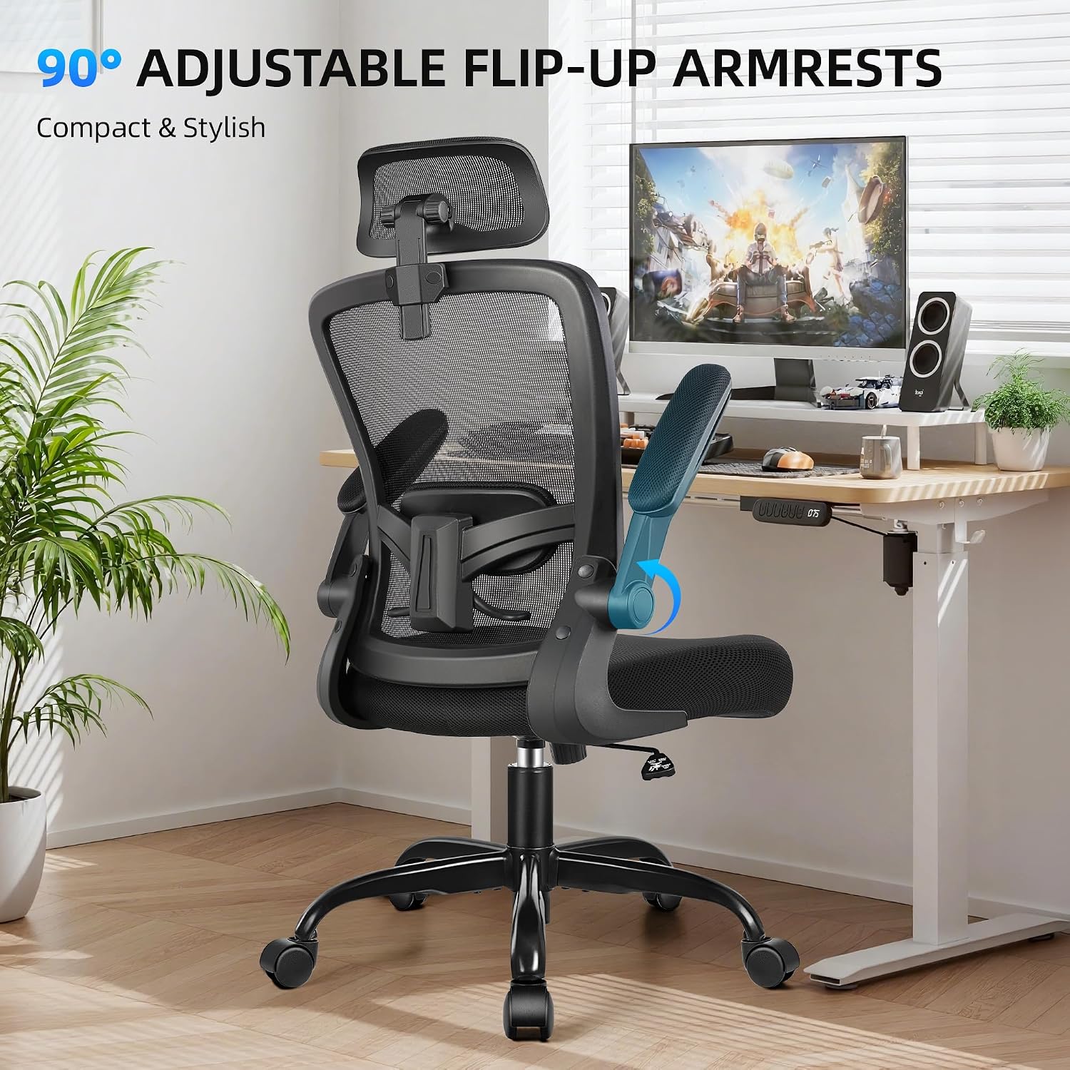 FelixKing Office Chair, Desk Chair with Adjustable Lumbar Support, Ergonomic Computer Chair with High Back and Armrest, Adjustable Height Gaming Chair Home Office Swivel Chair, Pack of 5, Black