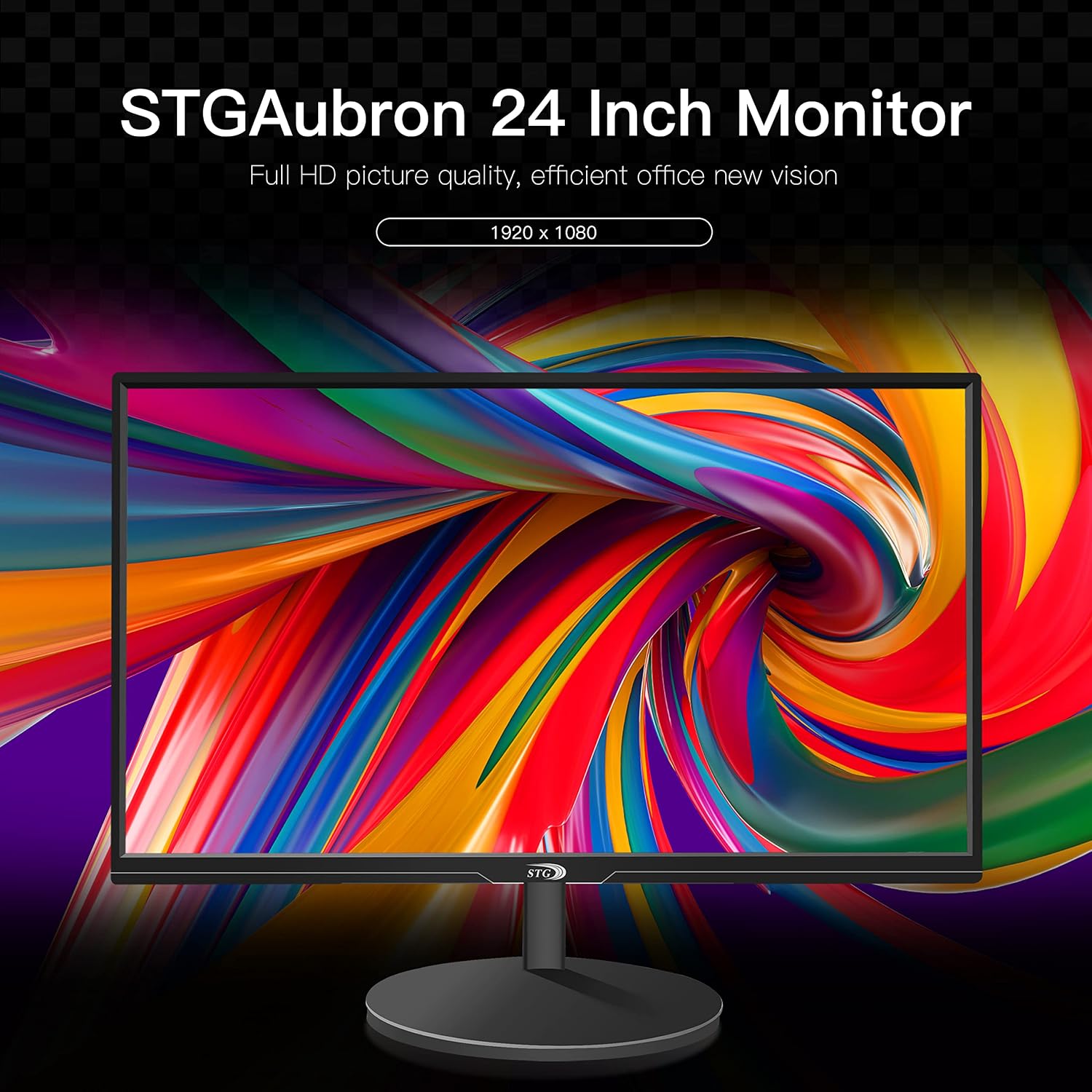 STGAubron Gaming PC Bundle with 24 inch FHD LED Monitor- AMD Ryzen 5 5500 up to 4.2GHz, Radeon RX 580 8G, 16G DDR4, 512G SSD, RGB Fan x4, Windows 11 Home