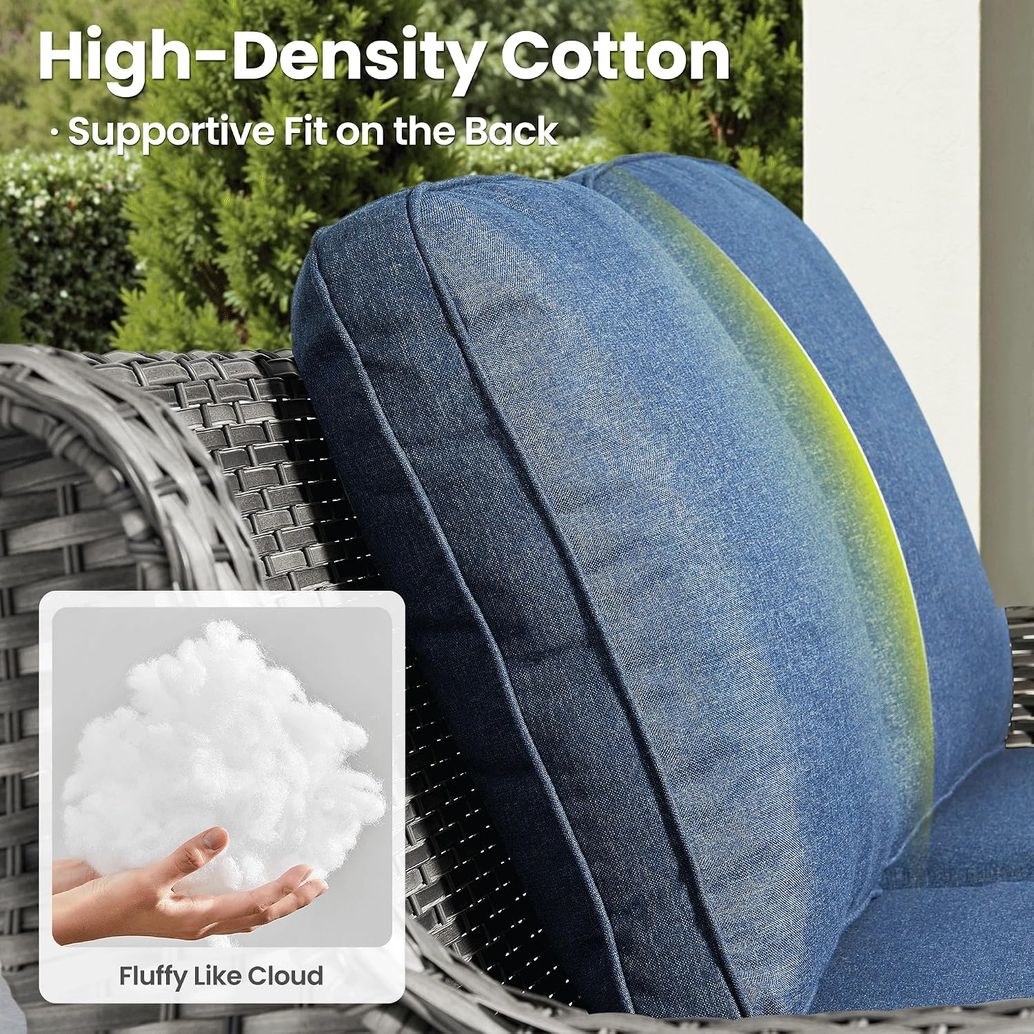 ovios 5-Pieces Patio Furniture Set, Outdoor Wicker Sofa Couch with Chairs Ottomans Comfy Cushions, High Back Modern All Weather Conversation Set, Grey Rattan, Denim Blue
