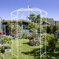 Metal Garden Arch Iron Garden Arbors Gazebo Dia81.3'' x 114.2'' High Birdcage Shape Pergola Pavilion for Wedding Ceremony Outdoor (Cream White)