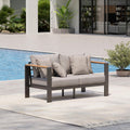 Aluminum Outdoor Patio Furniture Loveseat, All-Weather Outdoor Patio Sofa with Washable Thick Cushion, Patio Sofa Couch for Porch, Balcony, Deck, Yard, Gray